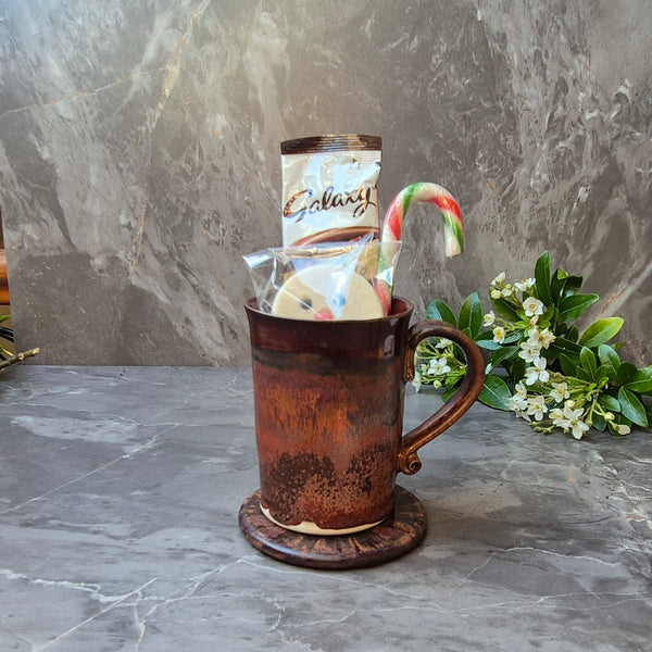 Hot Chocolate, Candy Cane, Marshmallow, Mug & Coaster Gift set. SKU: FFC424